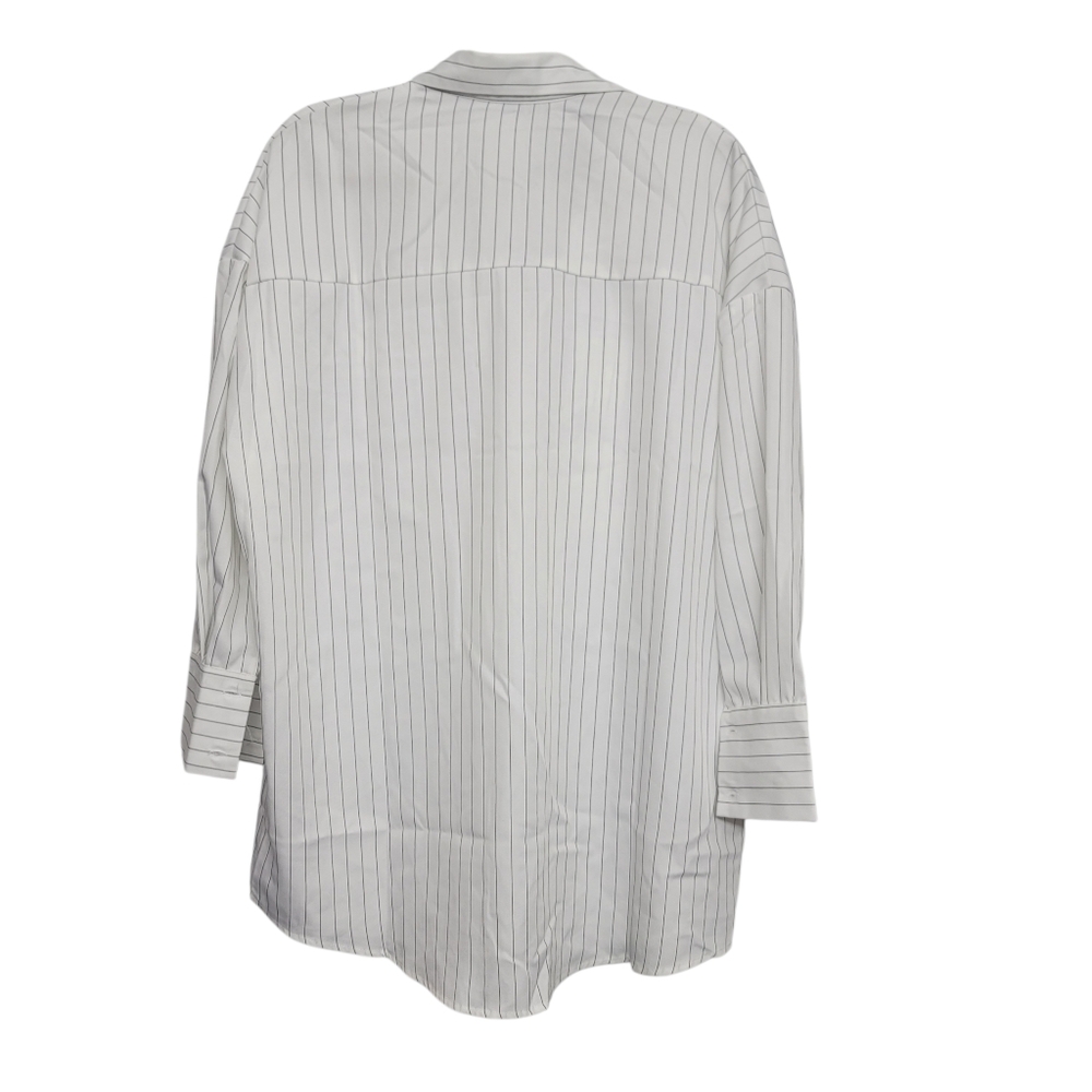 NWT Boohoo Petite Oversized White W/ Black Stripe Button Down Shirt Dress - 2P - Picture 6 of 10